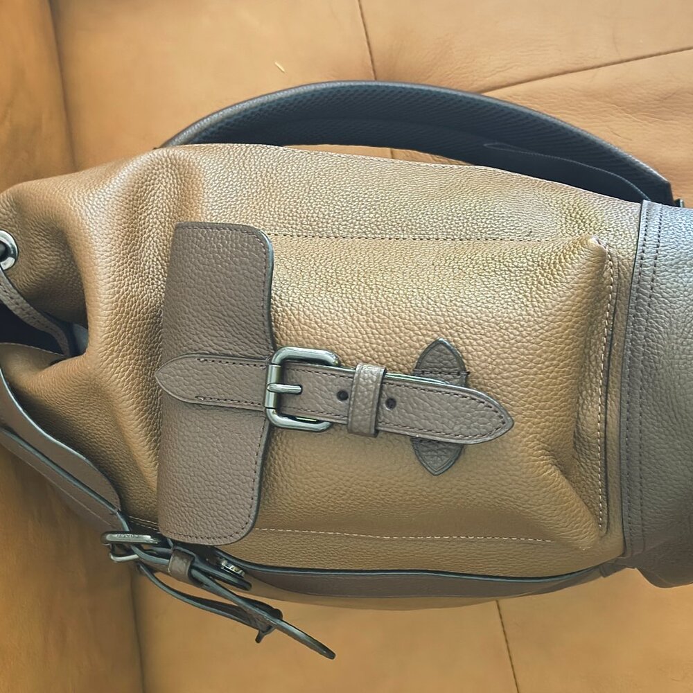 Coach Men’s Leather Backpack Brown Like New - Picture 2 of 5